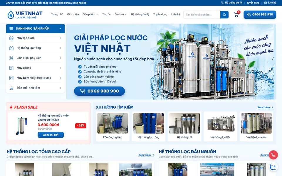 Giao diện website Lọc Nước Việt Nhật