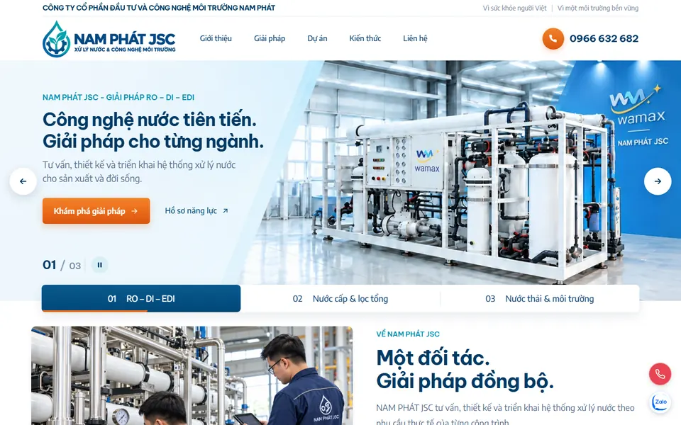Giao diện website Nam Phát JSC