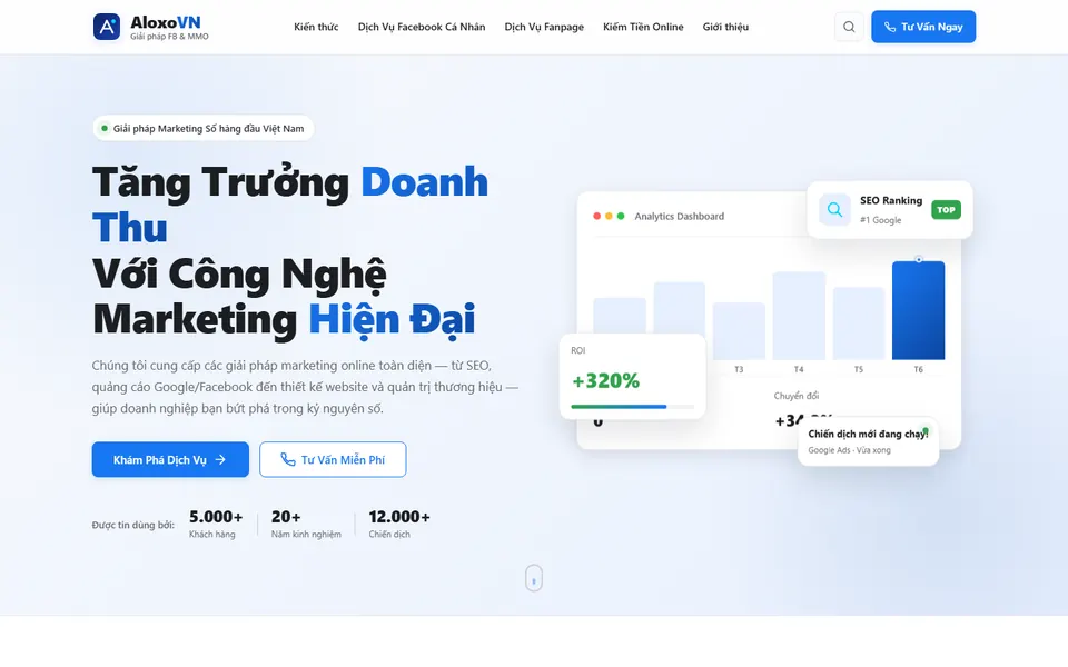 Giao diện website Aloxovn