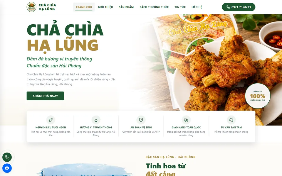 Giao diện website Chả Chìa Hạ Lũng
