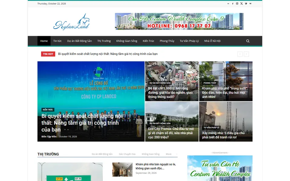 Giao diện website KyLanLand.Net