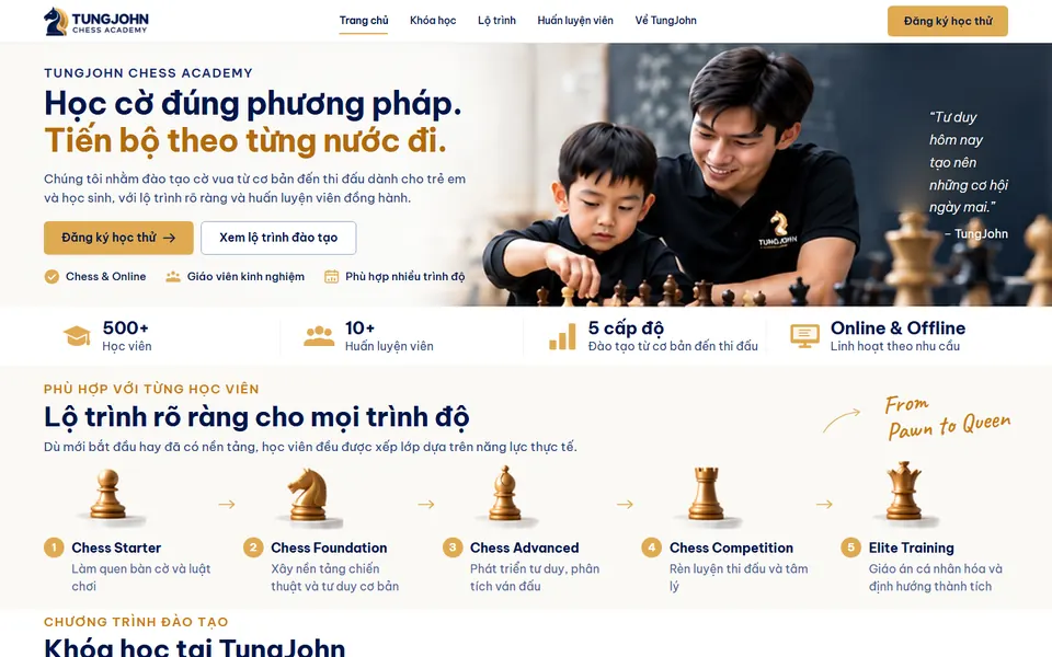 Giao diện website Chess Academy