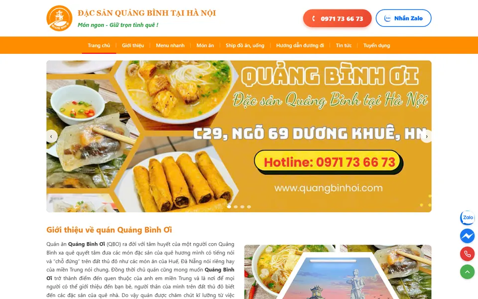 Giao diện website Quảng Bình Ơi