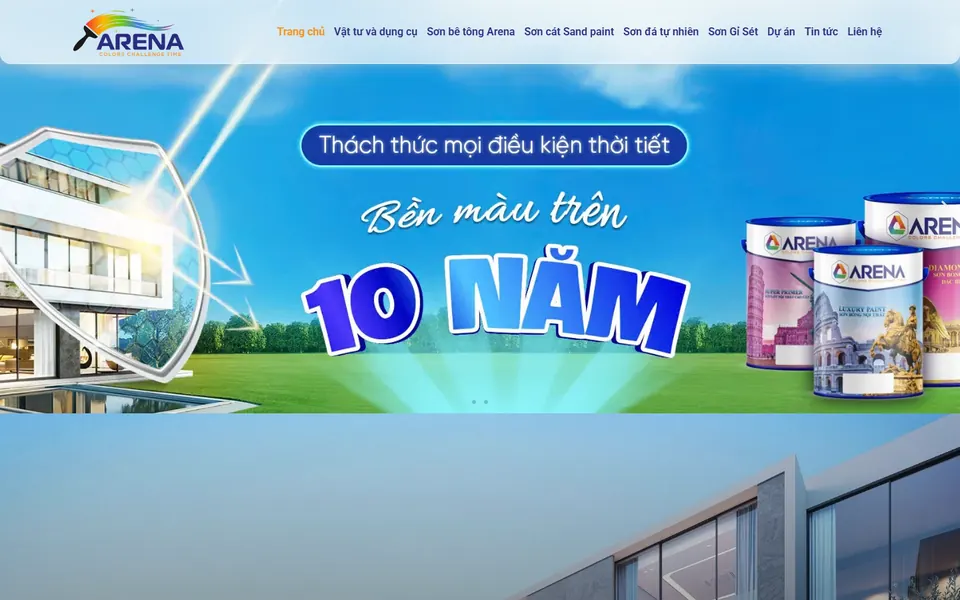 Giao diện website Sơn Bê tông Arena