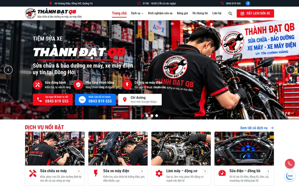 Giao diện website Thành Đạt QB