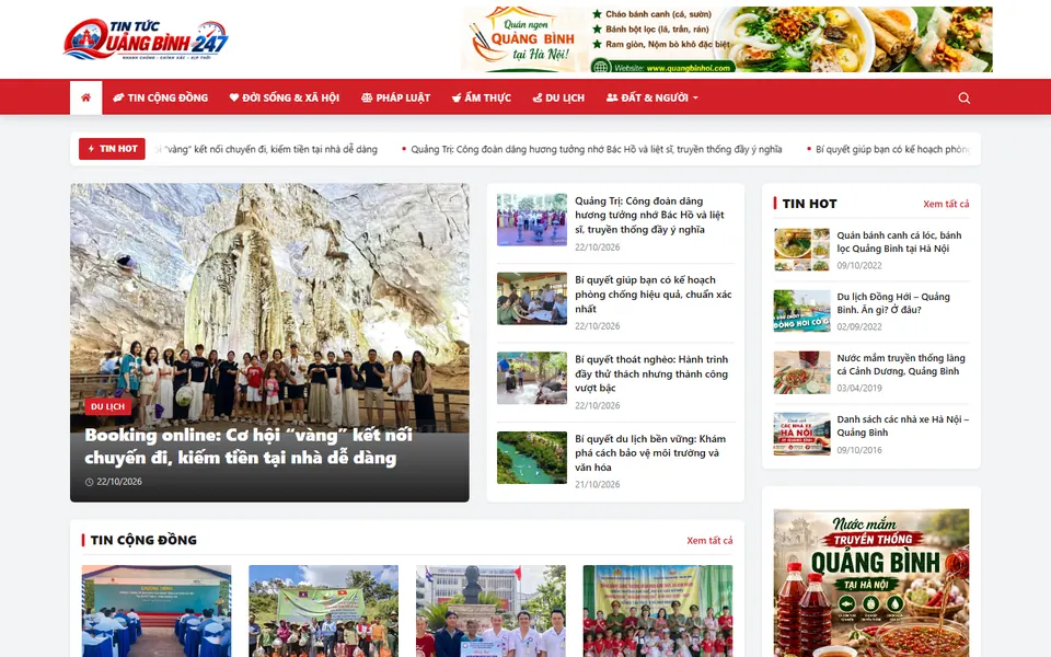 Giao diện website Tin Tức Quảng Bình 247